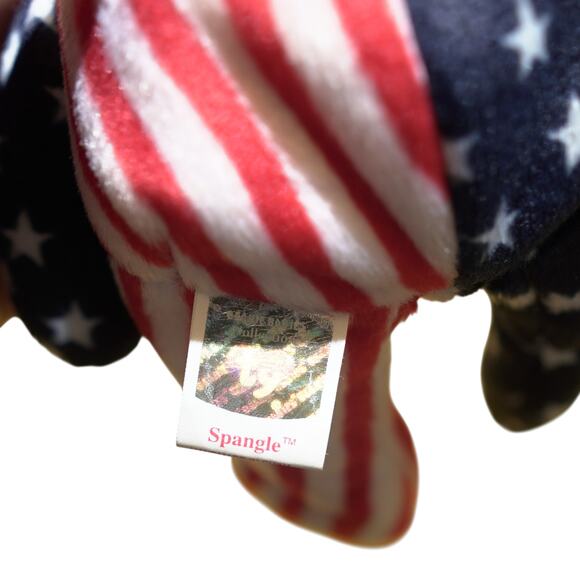 VTG TY Beanie Babies Spangle Bear 1999 Pink Face Patriotic Stars Stripes NWT - Picture 5 of 9